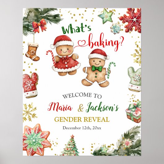 Kerst Gingerbread Geslacht Onthulling Welkomstbord Poster (Voorkant)