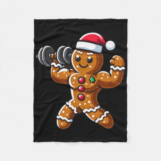 Kerst Gingerbread Gewichtheffen Man Workout Bo Fleece Deken (Voorkant)