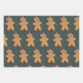 Kerst Gingerbread Girl Roze Bow Coquette Inpakpapier Vel (Voorkant)