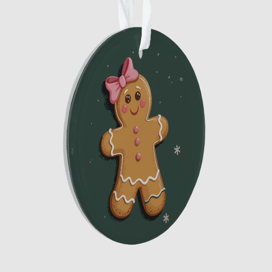 Kerst Gingerbread Girl Roze Bow Coquette Ornament (voorkant)