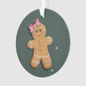 Kerst Gingerbread Girl Roze Bow Coquette Ornament (voorkant)