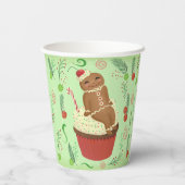 Kerst Gingerbread Green Paper Cups Papieren Bekers (Achterkant)