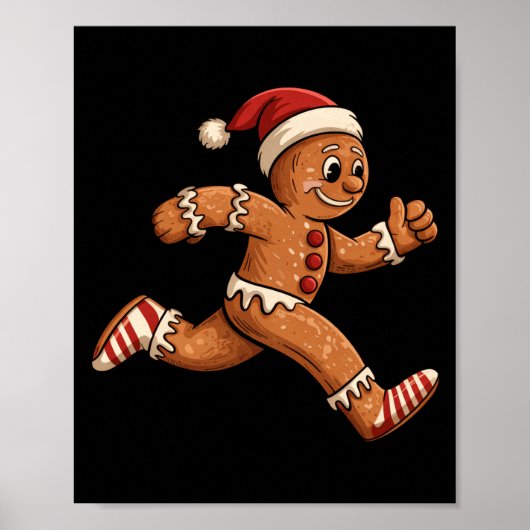 Kerst Gingerbread Hardlopen Grappige Hardschaatsen Poster (Voorkant)