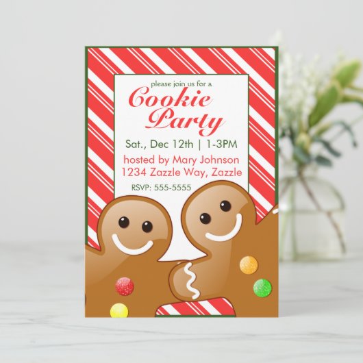 Kerst Gingerbread Heren Candy Cane Stripes Kaart (Staand voorkant)