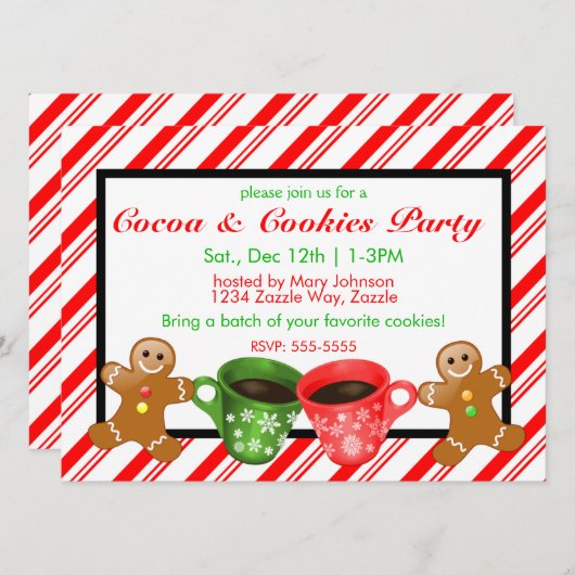 Kerst Gingerbread Heren Candy Cane Stripes Kaart (Voorkant / Achterkant)