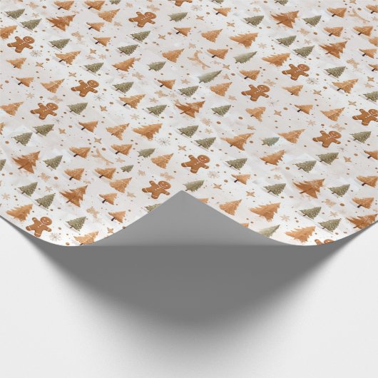 Kerst Gingerbread Heren en Bomen Cadeaupapier (Hoek)