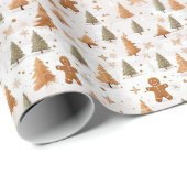 Kerst Gingerbread Heren en Bomen Cadeaupapier (Rol Hoek)
