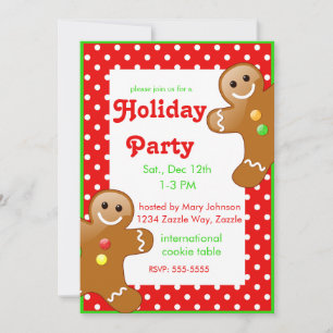 Kerst Gingerbread Heren Rood/Wit Polka Dots Kaart