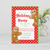 Kerst Gingerbread Heren Rood/Wit Polka Dots Kaart (Staand voorkant)