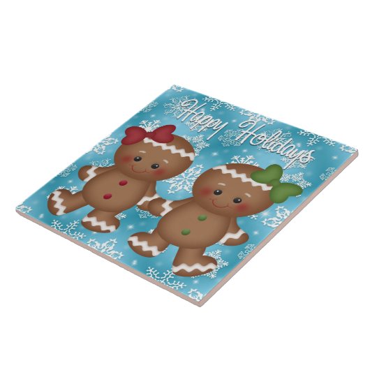 Kerst Gingerbread Holiday cartoon tegel Tegeltje (Zijkant)