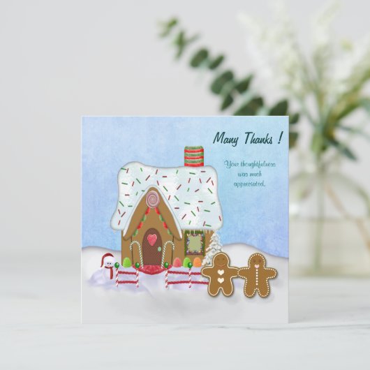 Kerst Gingerbread House Bedankt (Staand voorkant)