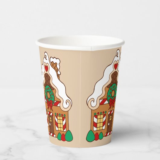 Kerst Gingerbread House Coffee Drink Paper Papieren Bekers (Rechts)