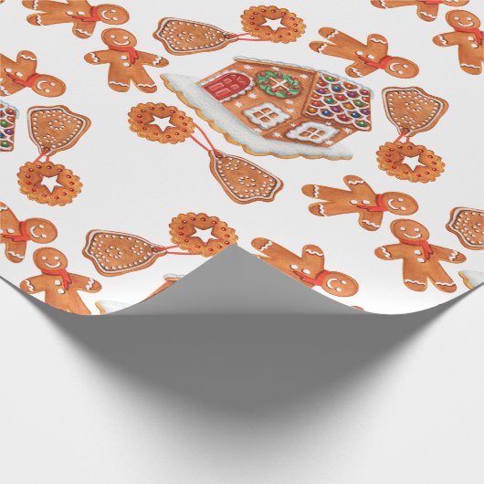 Kerst Gingerbread House Cookies Cadeaupapier (Hoek)