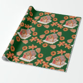 Kerst Gingerbread House Cookies Cadeaupapier (Uitgerold)