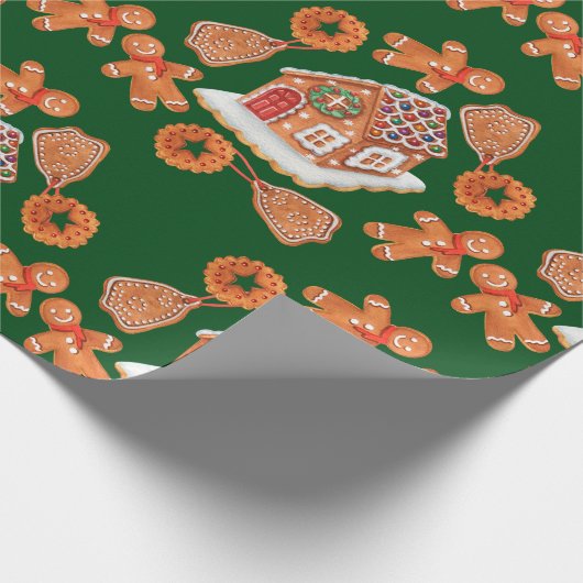 Kerst Gingerbread House Cookies Cadeaupapier (Hoek)