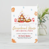 Kerst Gingerbread House Decoratie Feestje Kaart (Staand voorkant)