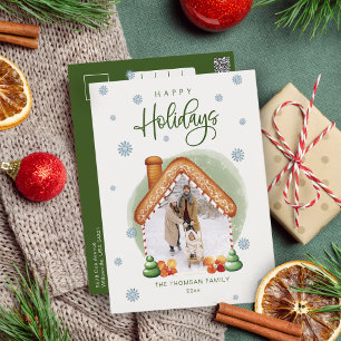 Kerst Gingerbread House Foto Vakantie Briefkaart