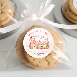 Kerst Gingerbread House Gift Ronde Sticker