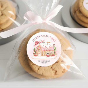 Kerst Gingerbread House Gift Ronde Sticker