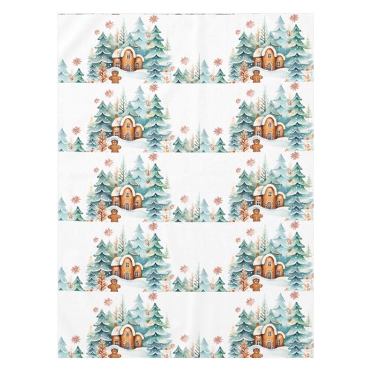 Kerst Gingerbread House Gingerbread figuur Tafelkleed (Voorkant)