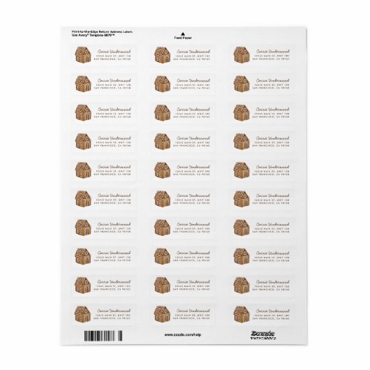 Kerst Gingerbread House Retouradres Label (Full Sheet)