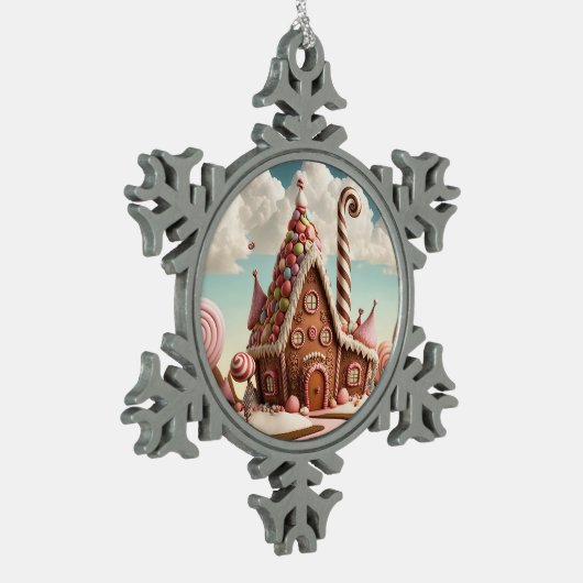  Kerst Gingerbread House Tin Sneeuwvlok Ornament (Links)