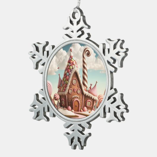  Kerst Gingerbread House Tin Sneeuwvlok Ornament (Rechts)