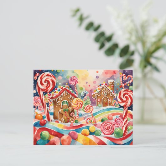 Kerst Gingerbread Houses briefkaart (Staand voorkant)