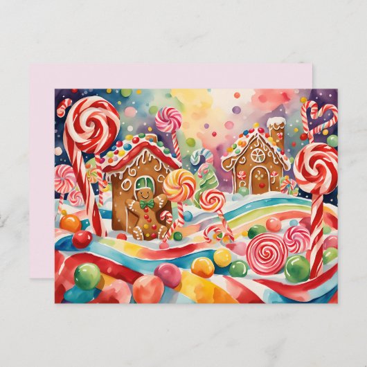 Kerst Gingerbread Houses briefkaart (Voorkant / Achterkant)
