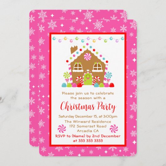 Kerst Gingerbread Huis en Lichten Kaart (Voorkant / Achterkant)