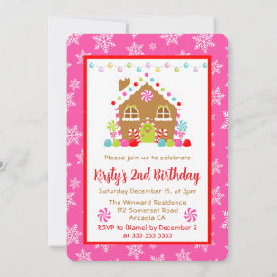 Kerst Gingerbread Huis en Lichtjes Verjaardag Kaart