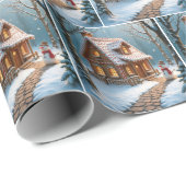 Kerst gingerbread huis met een sneeuwman cadeaupapier (Rol Hoek)