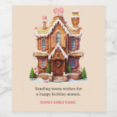 Kerst gingerbread huis wijn etiket (Enkel label)