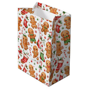 Kerst Gingerbread Jongen en Meisje met Kousen Medium Cadeauzakje