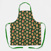 Kerst Gingerbread Kerstontwerpen Bakken Groen Schort (Voorkant)