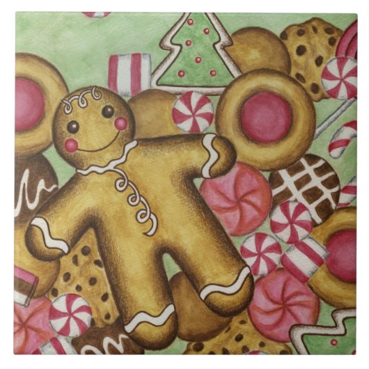 Kerst Gingerbread Keuken Trivet Gift Tegeltje (Voorkant)