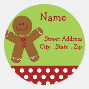 Kerst Gingerbread Man Adresetiketten Ronde Sticker