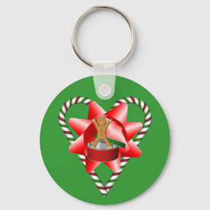Kerst Gingerbread Man Bow Holiday Sleutelhanger