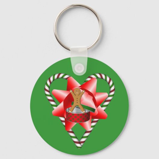 Kerst Gingerbread Man Bow Holiday Sleutelhanger (Voorkant)