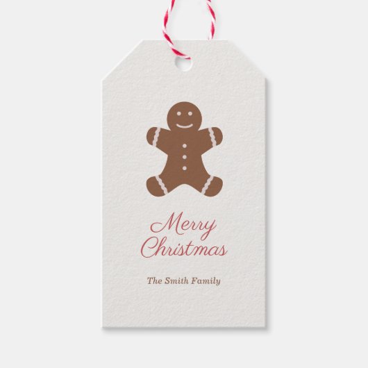 Kerst Gingerbread Man Cadeaubijslage Cadeaulabel (Voorkant)