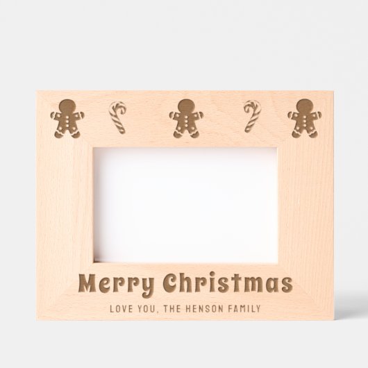Kerst Gingerbread Man Candy Cane Foto Gegraveerde Lijstjes (Voorkant)
