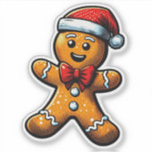 Kerst Gingerbread Man Custom-Cut Vinyl Sticker (Voorkant)
