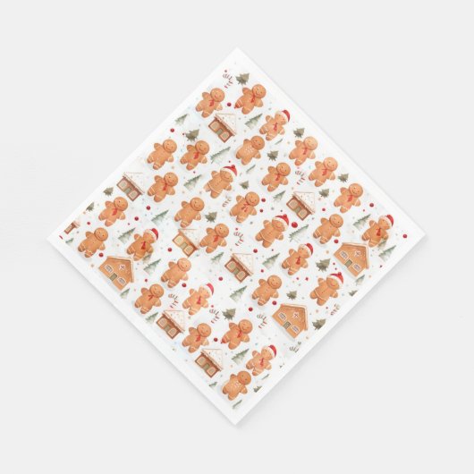 Kerst Gingerbread Man en Huis Servet (Hoek)