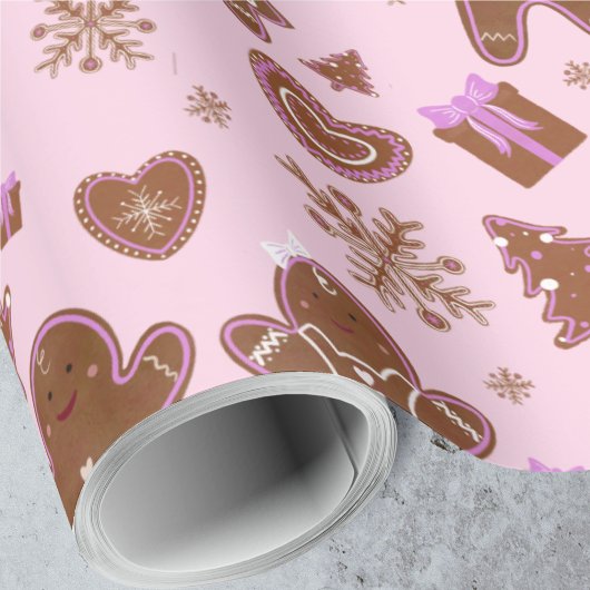 Kerst Gingerbread Man en vrouw Kerstboom Cadeaupapier