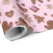 Kerst Gingerbread Man en vrouw Kerstboom Cadeaupapier (Rol Hoek)