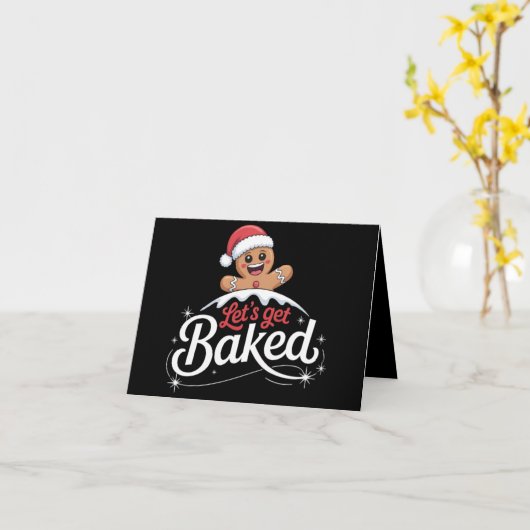 Kerst Gingerbread Man Family Let's Get Baked Kaart (Gele Bloem)