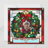 Kerst Gingerbread Man Faux Glas in lood Kaart (Achterkant)