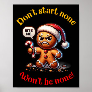 Kerst Gingerbread Man Funny Mad Xmas Poster