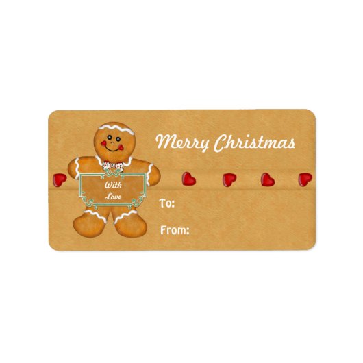 Kerst Gingerbread Man Gift Labels (Voorkant)