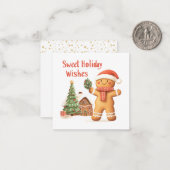 Kerst Gingerbread Man in Santa Hat Notitiekaartje (Voorkant / Achterkant in situ)